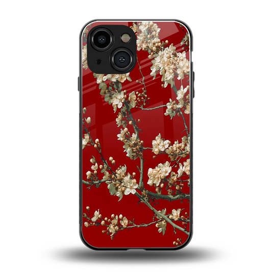 Scarlet Petals back phone cover | glass case for iphone 13 mini