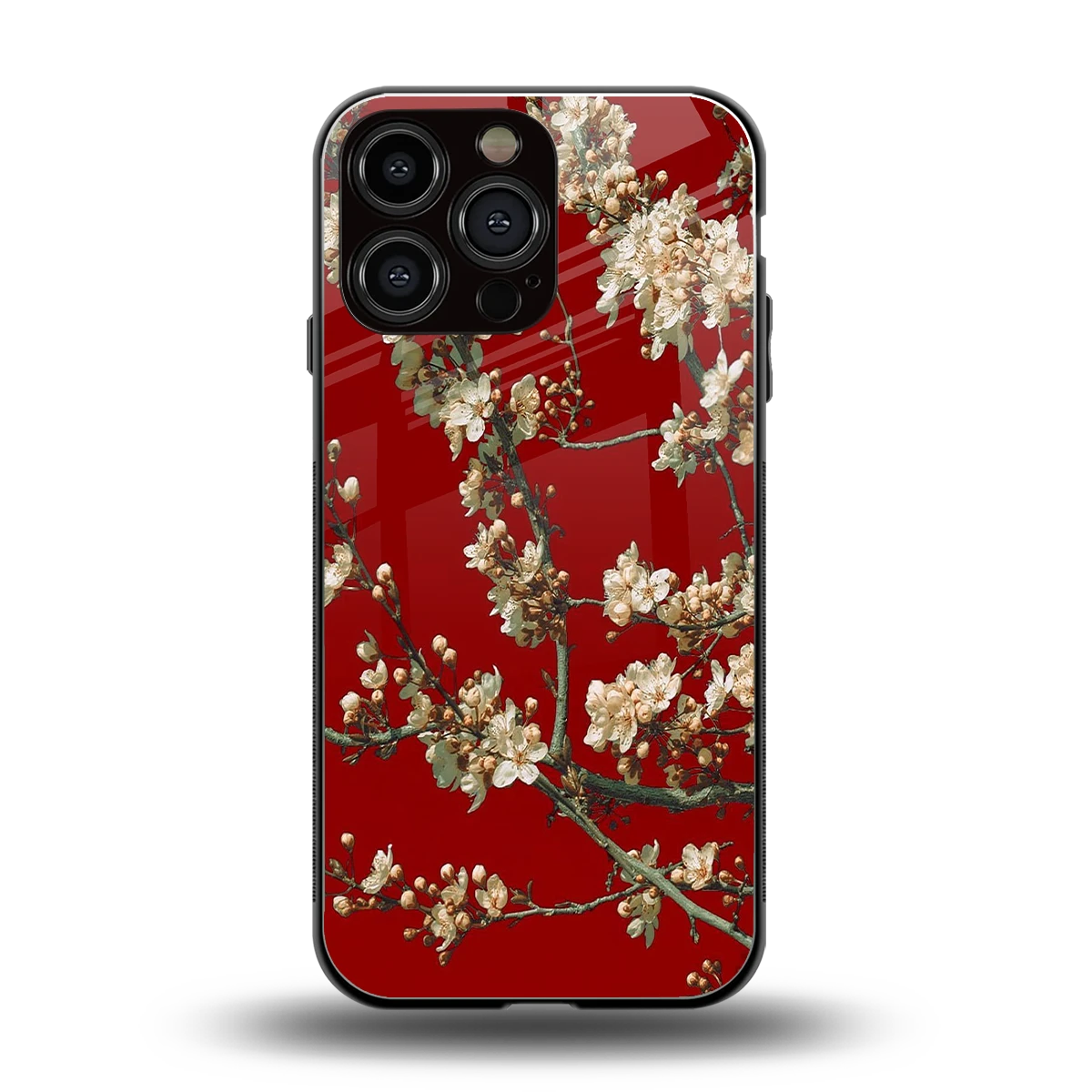 Scarlet Petals back phone cover | glass case for iphone 14 pro max