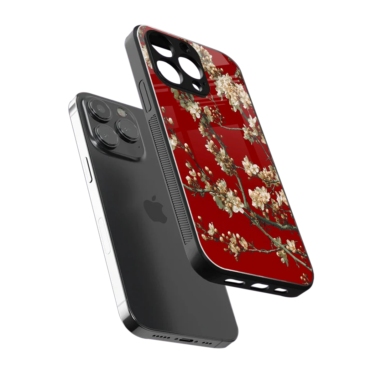 Scarlet Petals sleek iphone 14 pro max cover with tempered glass back and TPU edges