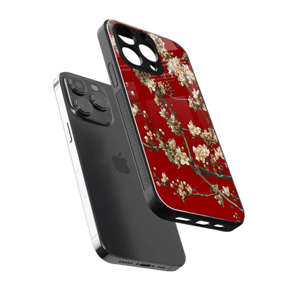 Scarlet Petals sleek iphone 13 pro cover with tempered glass back and TPU edges