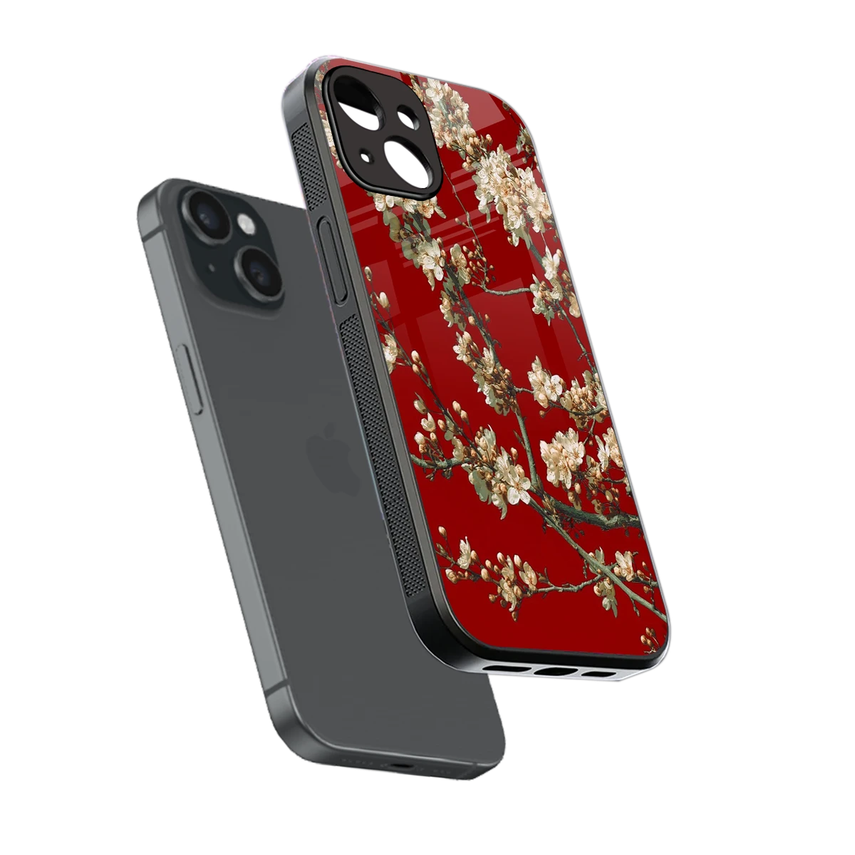 Scarlet Petals sleek iphone 14 cover with tempered glass back and TPU edges