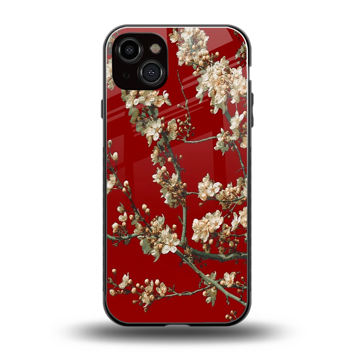 Scarlet Petals back phone cover | glass case for iphone 15 plus