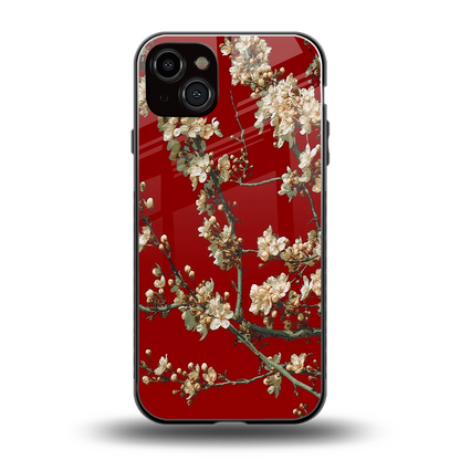 Scarlet Petals back phone cover | glass case for iphone 15 plus