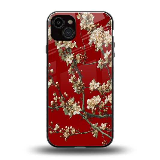 Scarlet Petals back phone cover | glass case for iphone 15 plus
