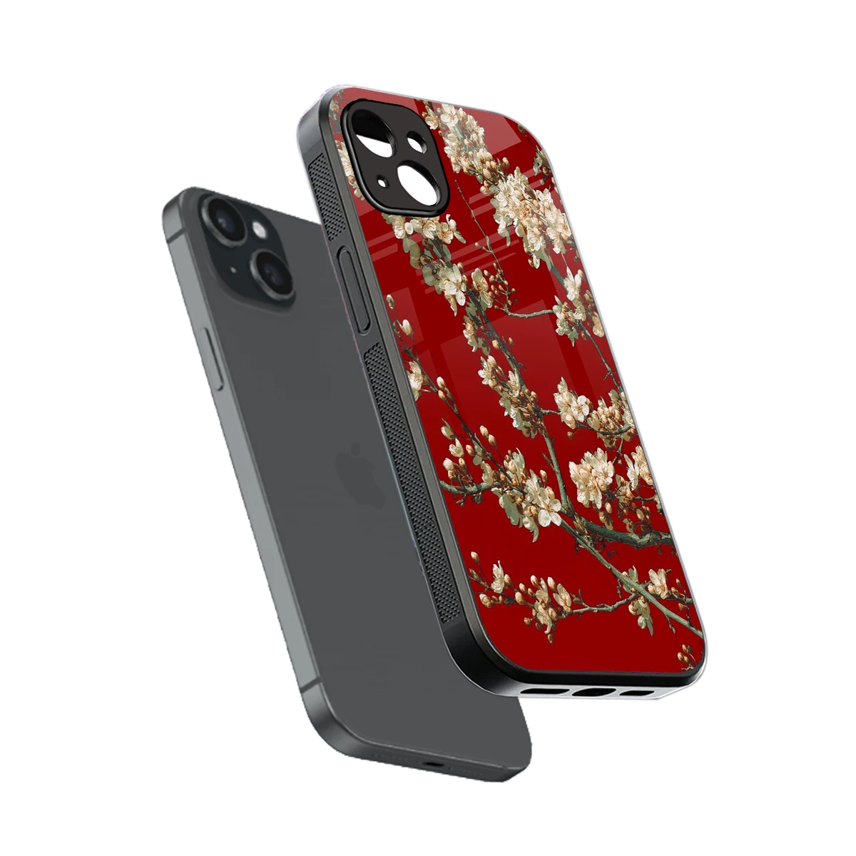 Scarlet Petals sleek iphone 15 plus cover with tempered glass back and TPU edges