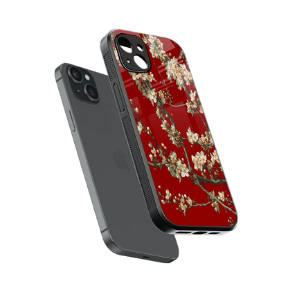Scarlet Petals sleek iphone 15 plus cover with tempered glass back and TPU edges
