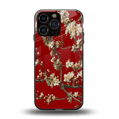 Scarlet Petals back phone cover | glass case for iphone 15 pro max
