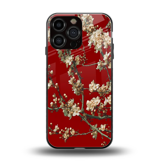 Scarlet Petals back phone cover | glass case for iphone 15 pro max