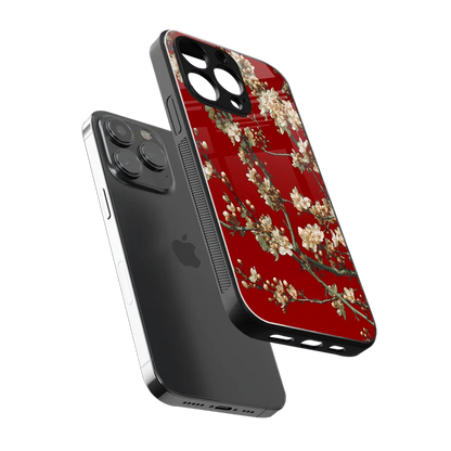 Scarlet Petals sleek iphone 15 pro max cover with tempered glass back and TPU edges