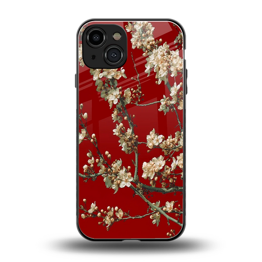 Scarlet Petals back phone cover | glass case for iphone 15