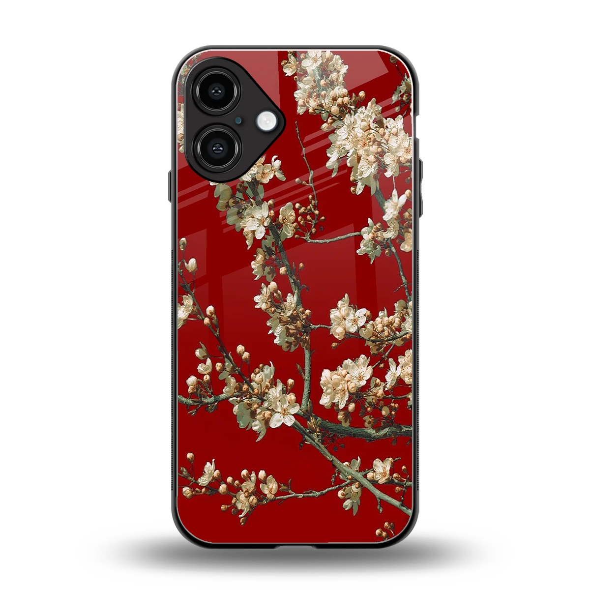 Scarlet Petals back phone cover | glass case for iphone 16 plus