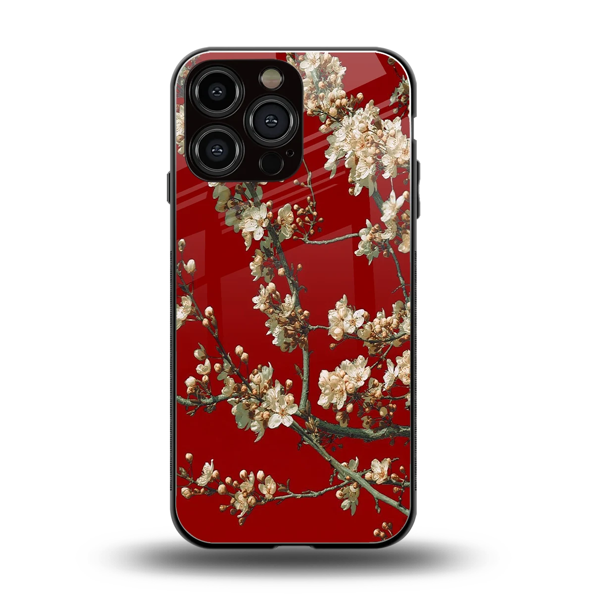 Scarlet Petals back phone cover | glass case for iphone 16 pro max