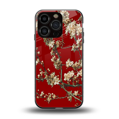 Scarlet Petals back phone cover | glass case for iphone 16 pro