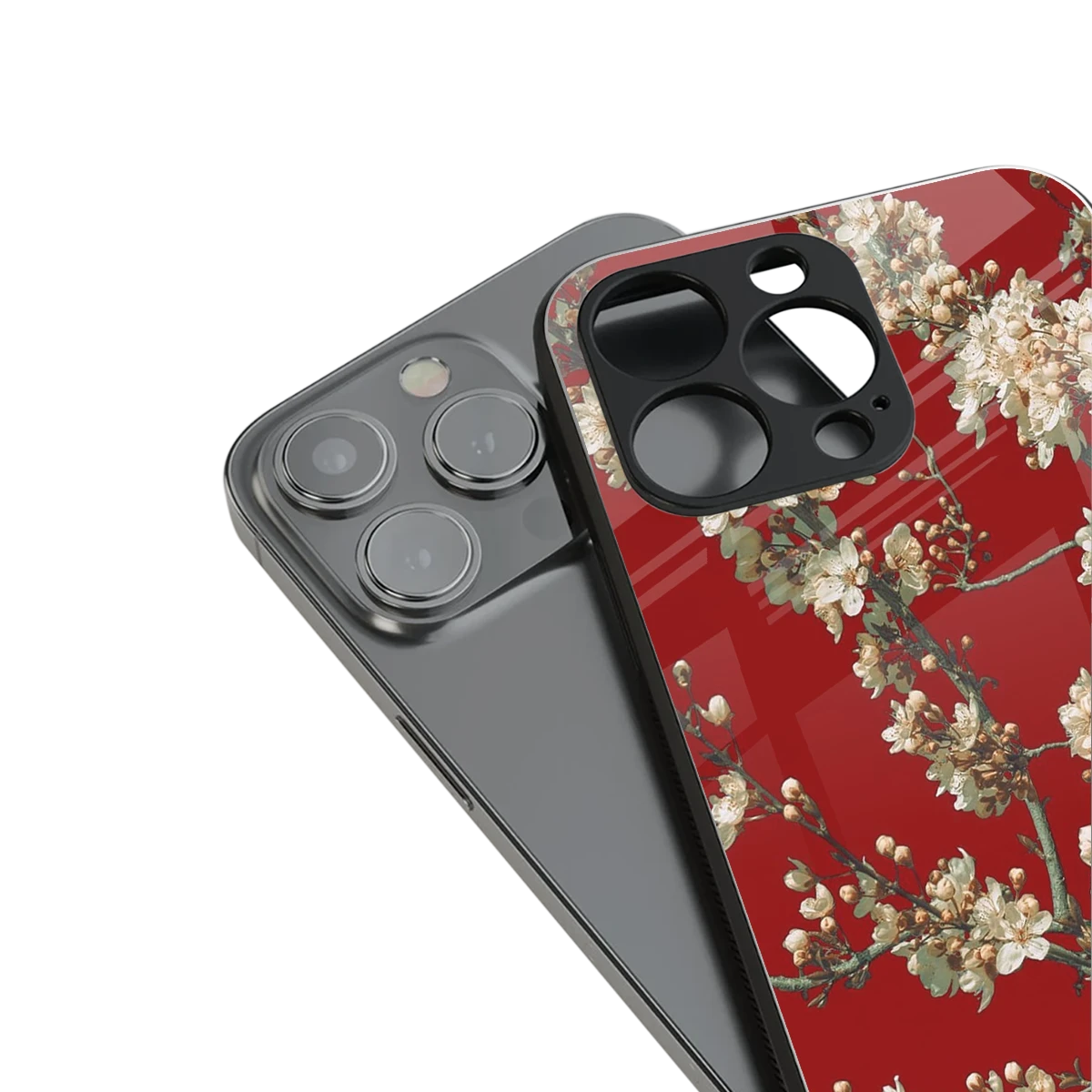 Scarlet Petals stylish phone case for iphone 16 pro max | glossy glass and slim fit