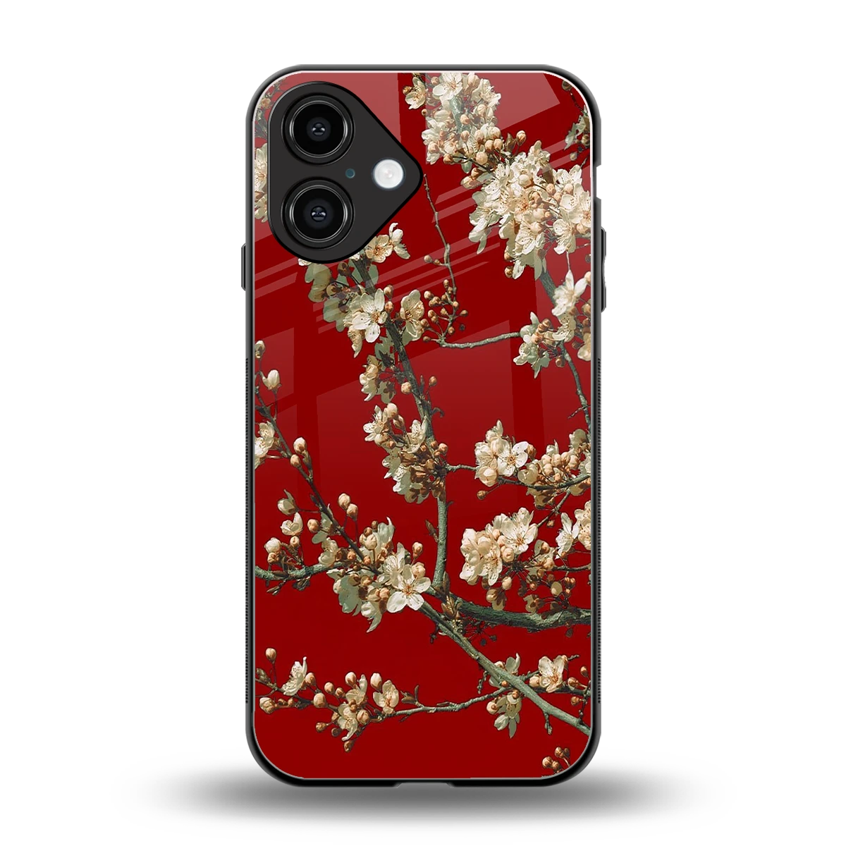 Scarlet Petals back phone cover | glass case for iphone 16
