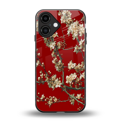 Scarlet Petals back phone cover | glass case for iphone 16