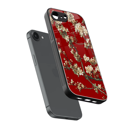 Scarlet Petals sleek iphone 16e cover with tempered glass back and TPU edges