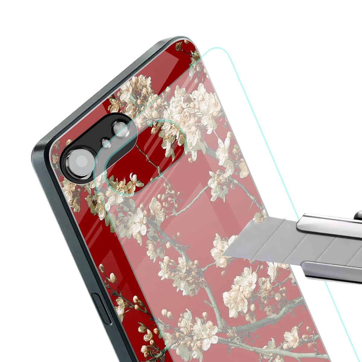Scarlet Petals stylish phone case for iphone 16e | glossy glass and slim fit