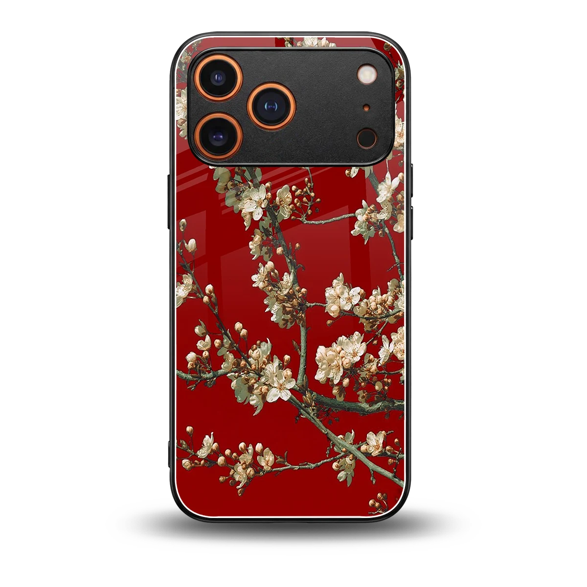 Scarlet Petals back phone cover | glass case for iphone 17 pro max