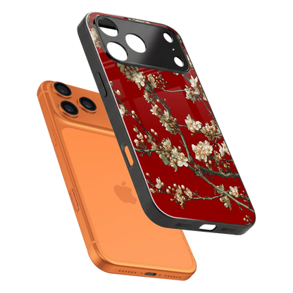 Scarlet Petals sleek iphone 17 pro max cover with tempered glass back and TPU edges