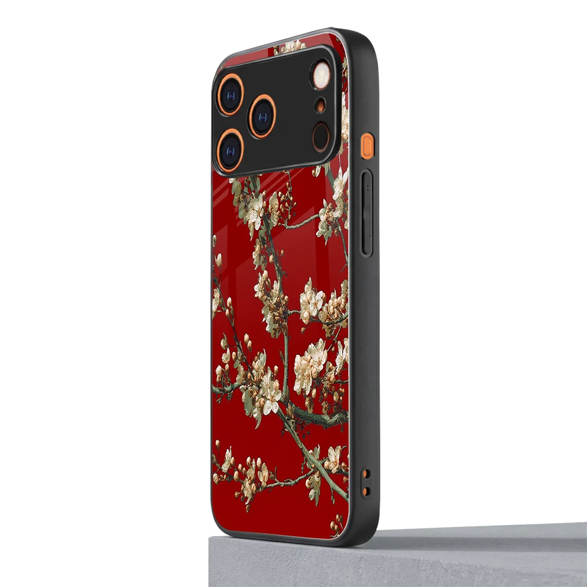 Scarlet Petals iphone 17 pro max mobile cover | shockproof glass phone case