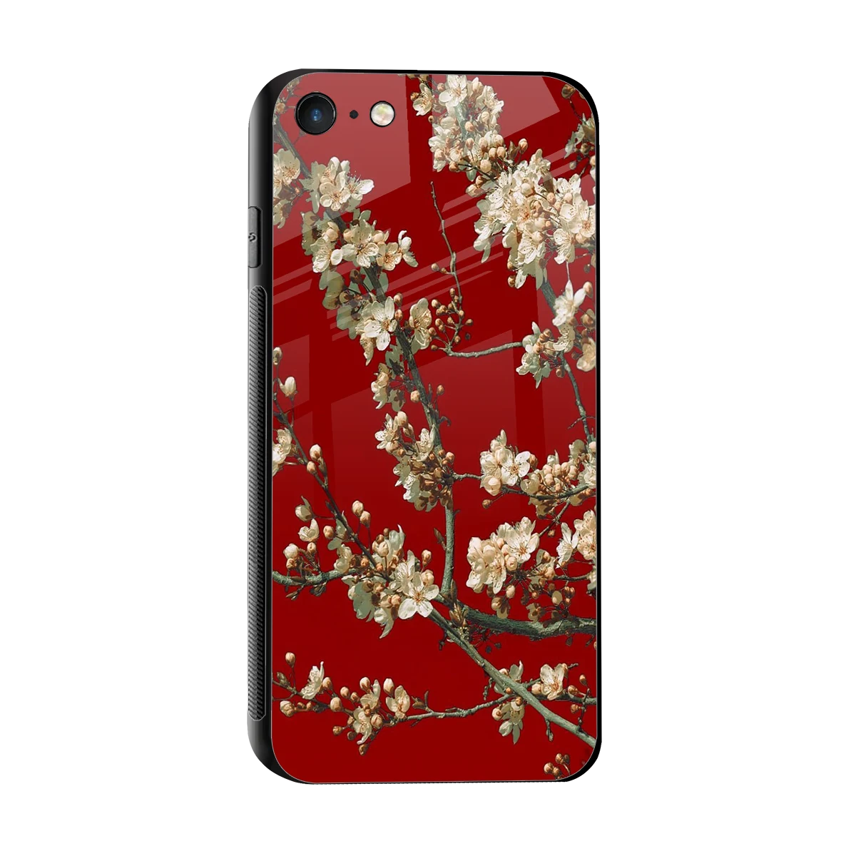 Scarlet Petals sleek iphone 7 cover with tempered glass back and TPU edges