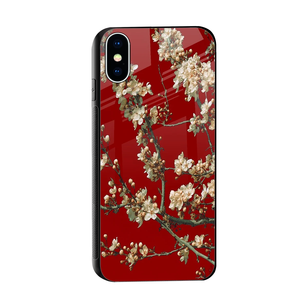 Scarlet Petals sleek iphone xs cover with tempered glass back and TPU edges