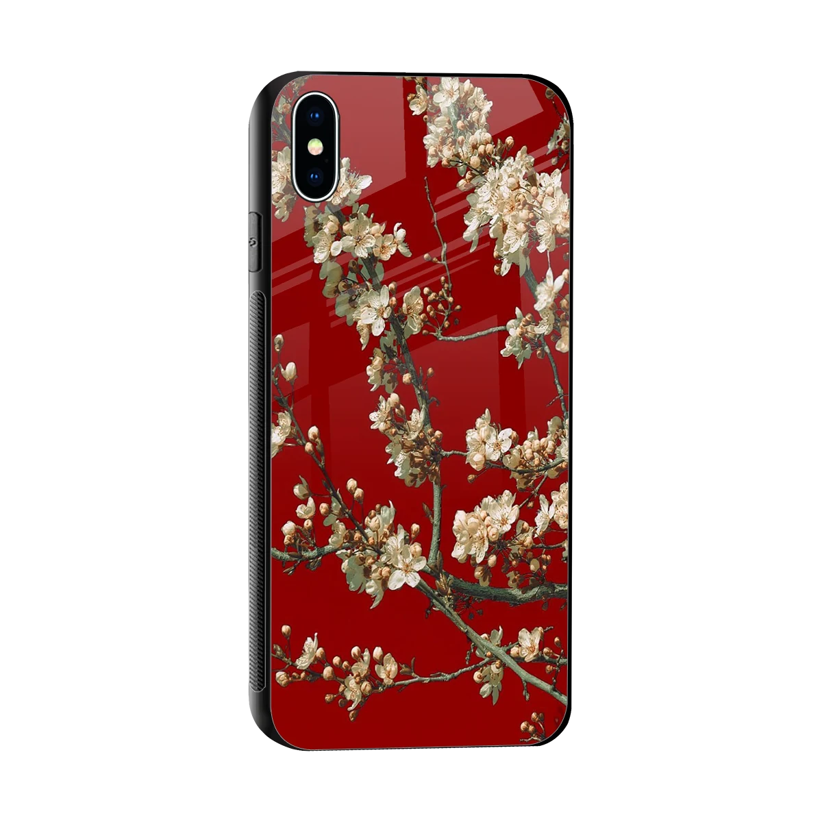 Scarlet Petals sleek iphone xs max cover with tempered glass back and TPU edges