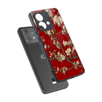 Scarlet Petals sleek motorola edge 40 neo 5g cover with tempered glass back and TPU edges