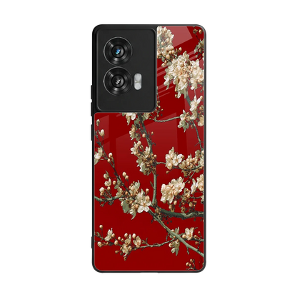 Scarlet Petals back phone cover | glass case for motorola edge 50 fusion