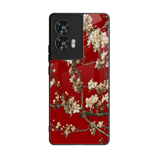 Scarlet Petals back phone cover | glass case for motorola edge 50 fusion