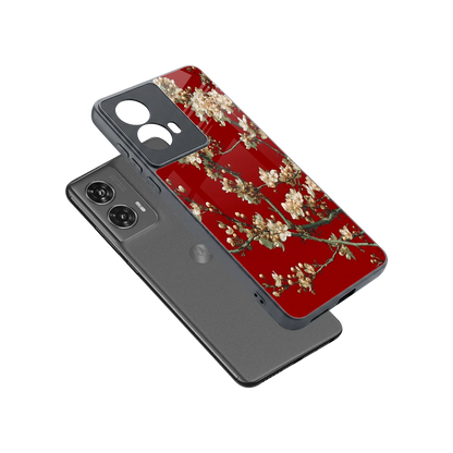 Scarlet Petals sleek motorola edge 50 fusion cover with tempered glass back and TPU edges