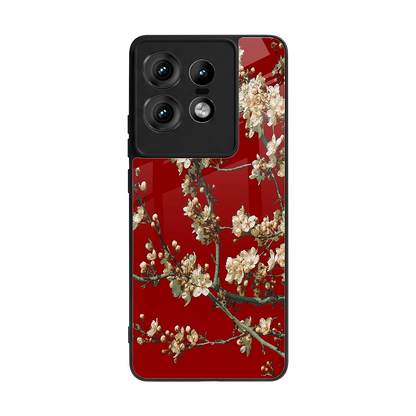 Scarlet Petals back phone cover | glass case for motorola edge 50 pro