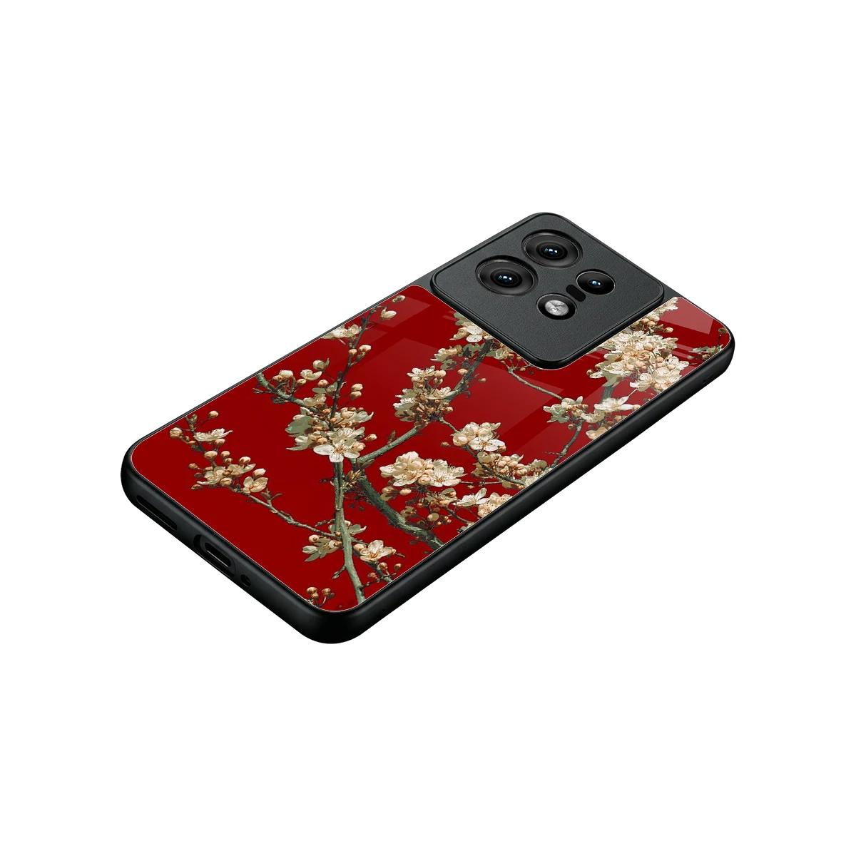Scarlet Petals stylish phone case for motorola edge 50 pro | glossy glass and slim fit