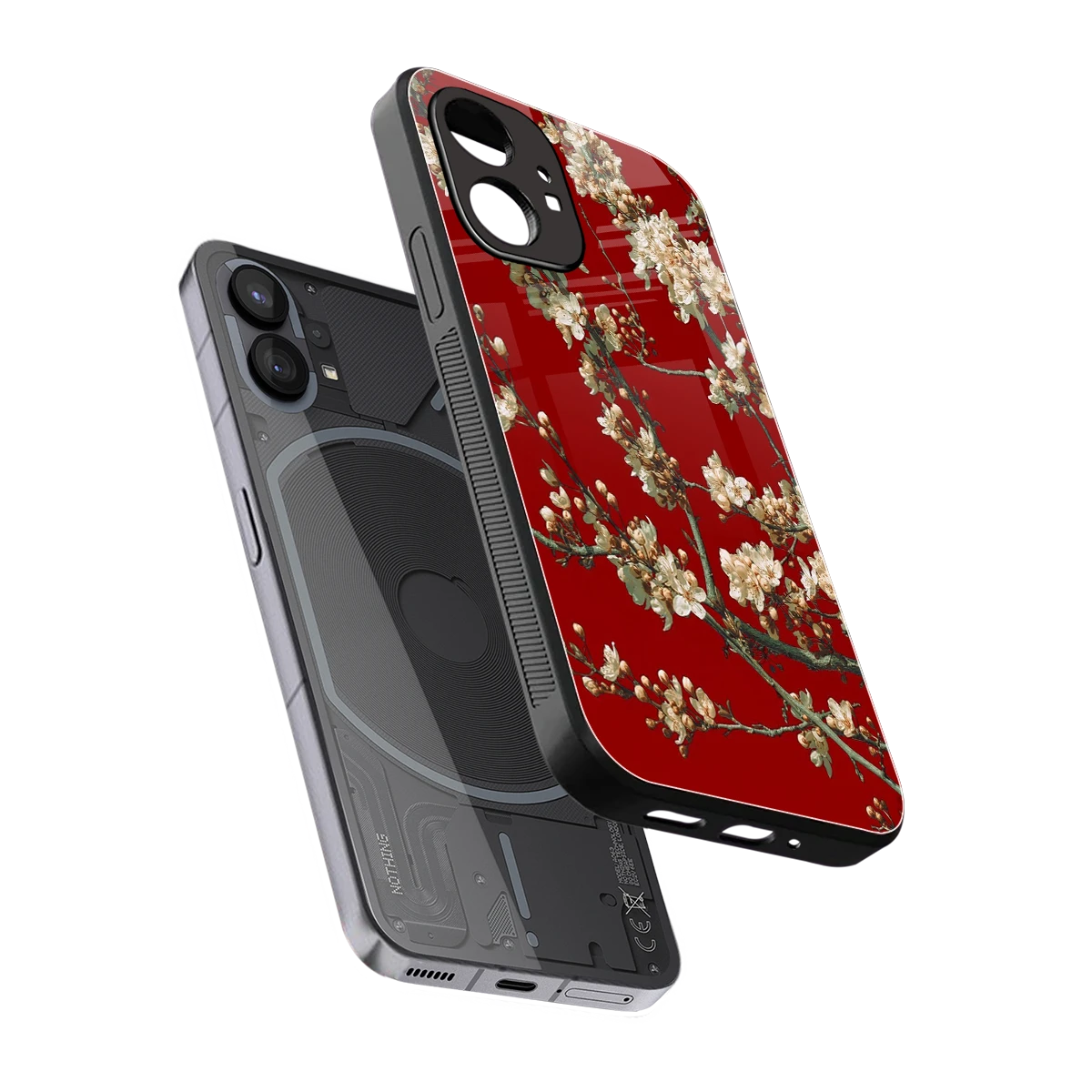 Scarlet Petals sleek nothing phone 1 cover with tempered glass back and TPU edges