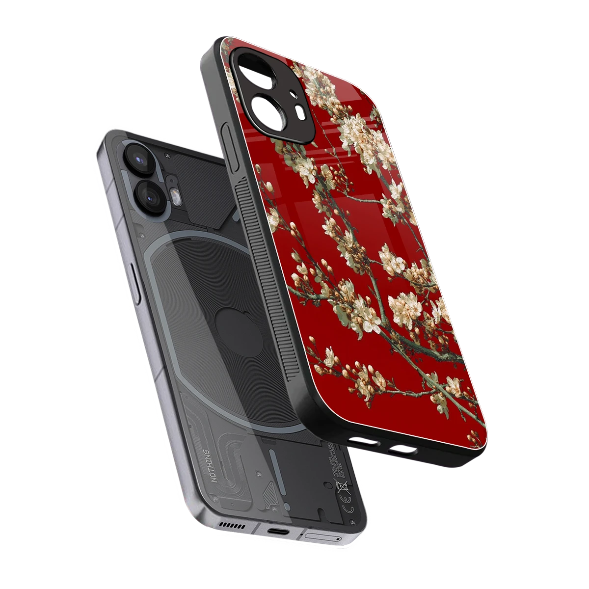 Scarlet Petals sleek nothing phone 2 cover with tempered glass back and TPU edges