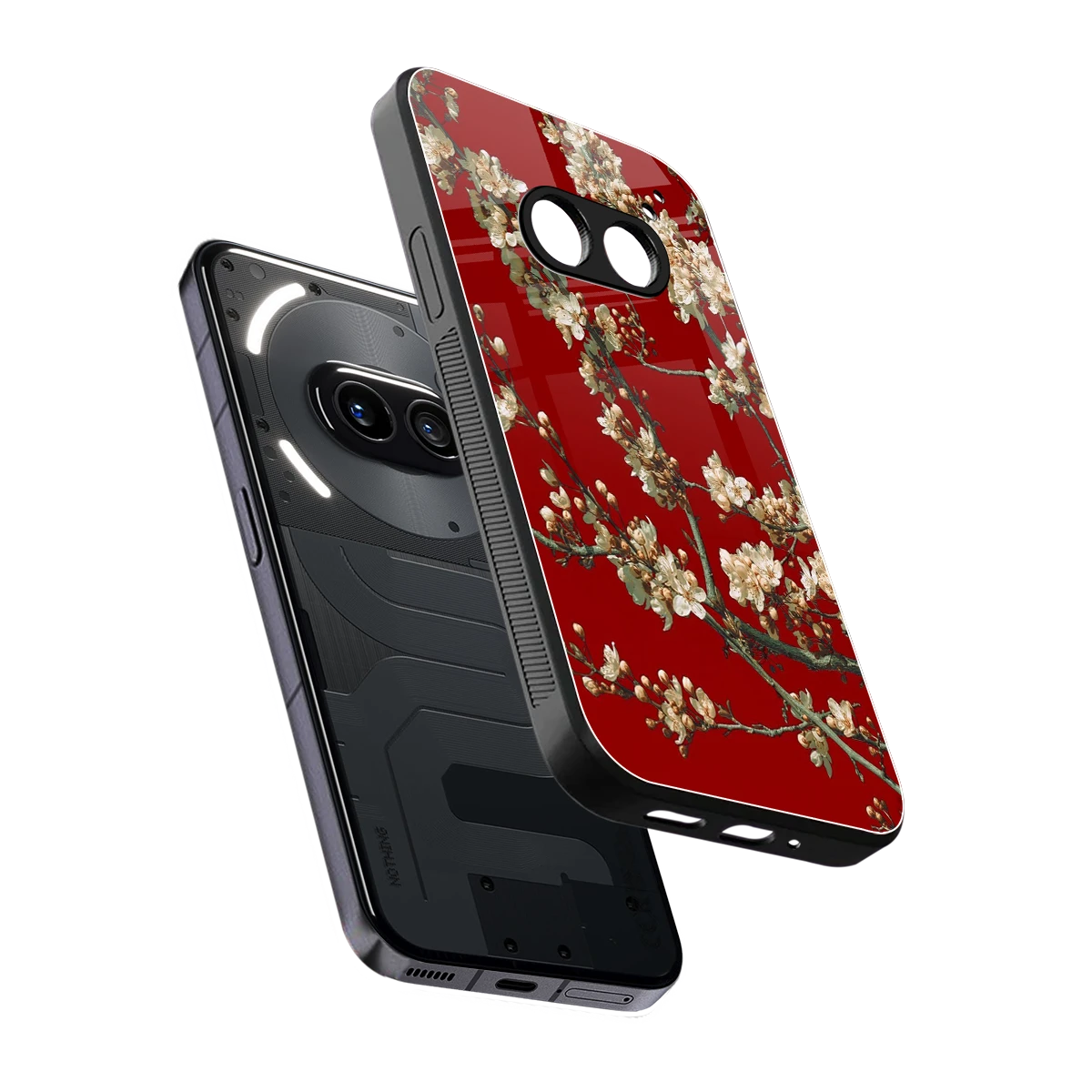 Scarlet Petals sleek nothing phone 2a cover with tempered glass back and TPU edges