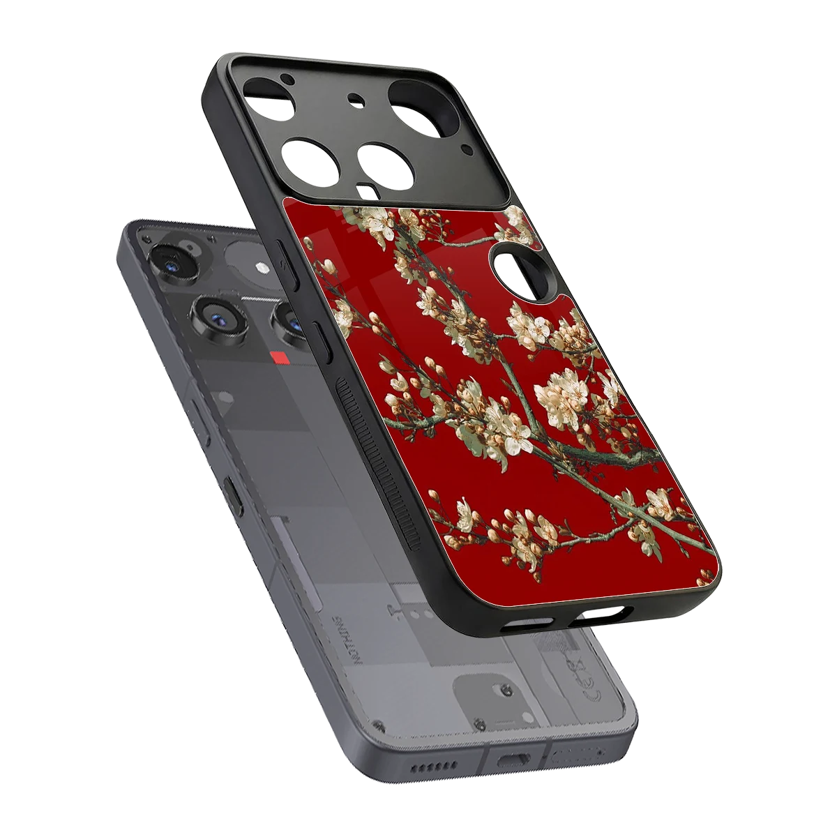 Scarlet Petals sleek nothing phone 3 cover with tempered glass back and TPU edges