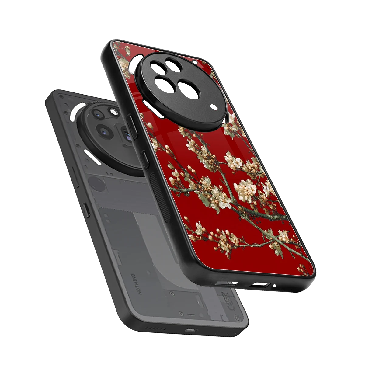Scarlet Petals sleek nothing phone 3a pro cover with tempered glass back and TPU edges