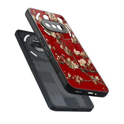 Scarlet Petals sleek nothing phone 3a cover with tempered glass back and TPU edges