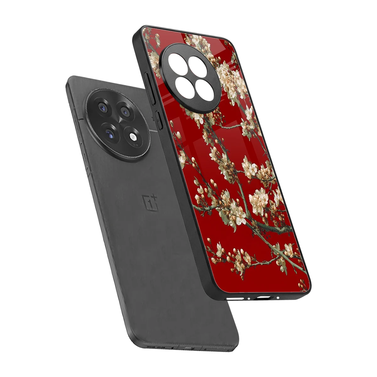 Scarlet Petals sleek oneplus 13r cover with tempered glass back and TPU edges