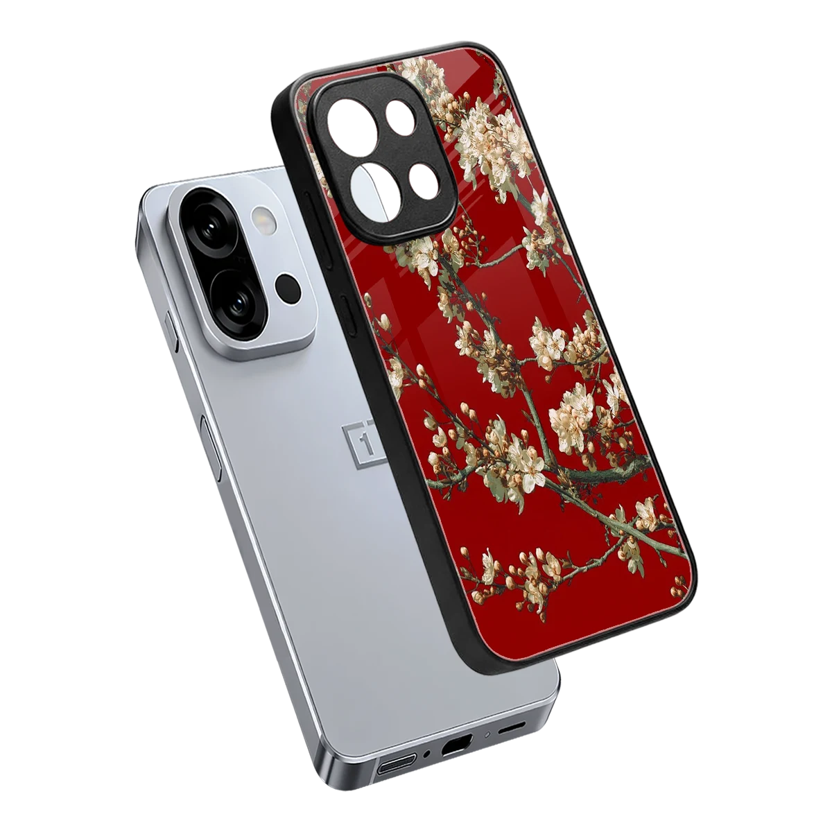 Scarlet Petals sleek oneplus 13s cover with tempered glass back and TPU edges