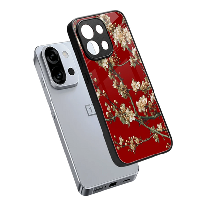 Scarlet Petals sleek oneplus 13s cover with tempered glass back and TPU edges