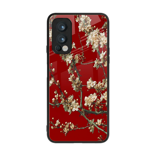 Scarlet Petals back phone cover | glass case for oneplus nord 2