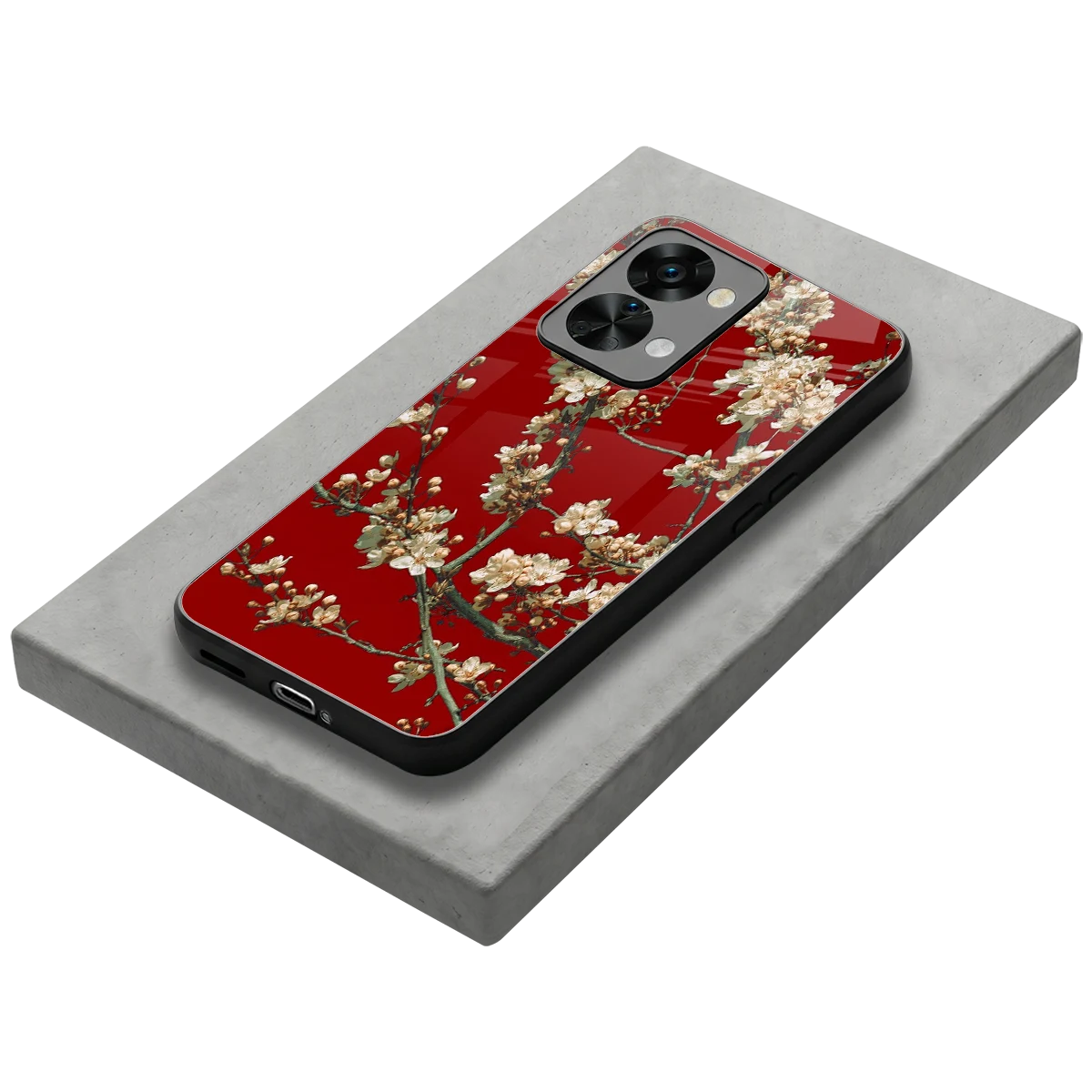 Scarlet Petals stylish phone case for oneplus nord 2t | glossy glass and slim fit