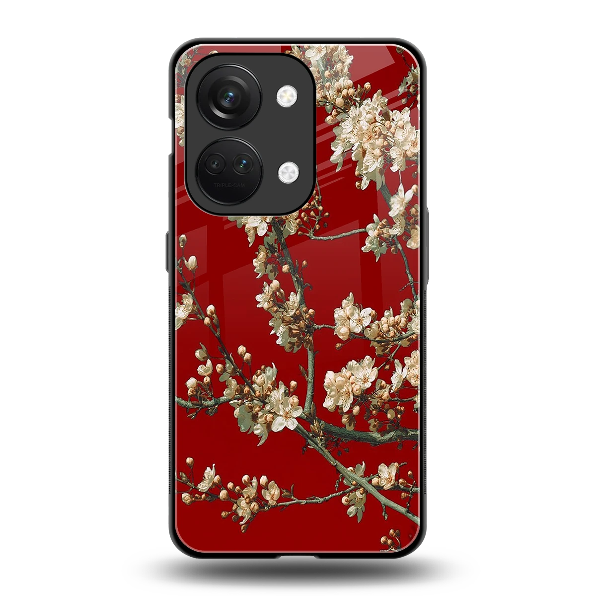 Scarlet Petals back phone cover | glass case for oneplus nord 3