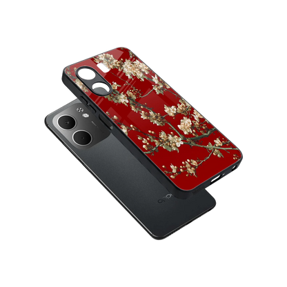 Scarlet Petals sleek oppo a5x 5g cover with tempered glass back and TPU edges