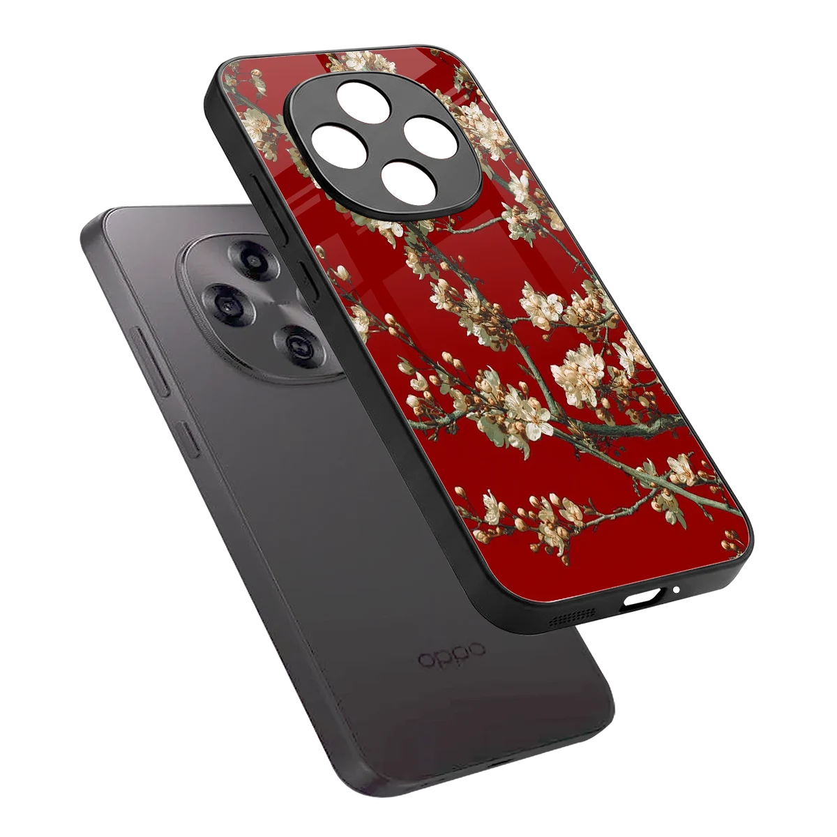 Scarlet Petals sleek oppo f31 pro 5g cover with tempered glass back and TPU edges