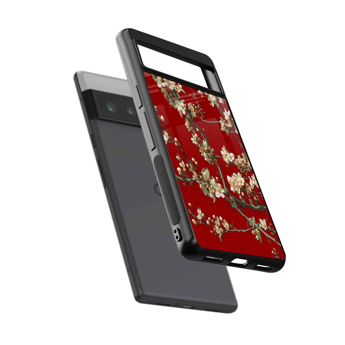 Scarlet Petals sleek google pixel 6 pro cover with tempered glass back and TPU edges