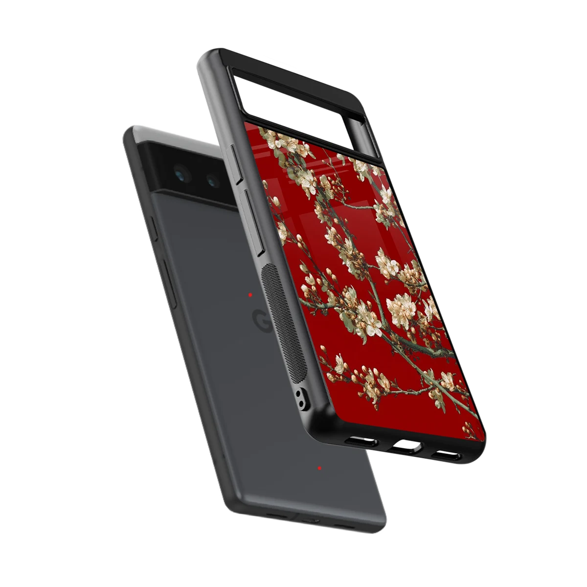 Scarlet Petals sleek google pixel 6 cover with tempered glass back and TPU edges